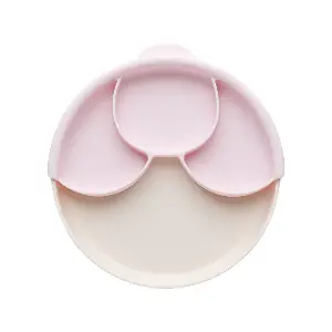 Miniware 天然聚乳酸兒童學習餐具分隔餐盤組(附吸盤)-粉紅色
