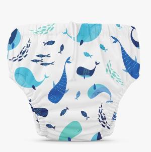 Reusable Swim Diaper Drawstring - The Whale on White
