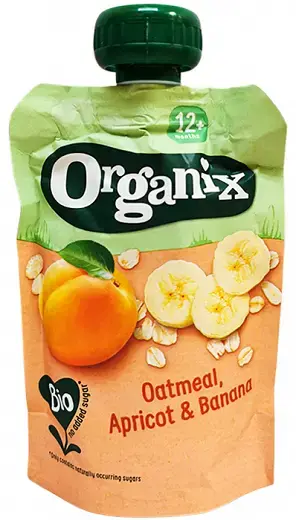 英國Organix 燕麥纖泥-杏桃香蕉100g(12M)